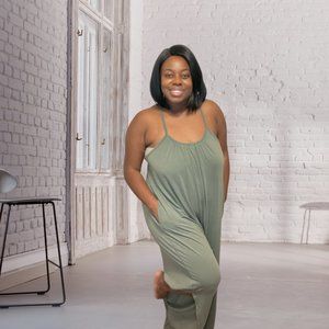 Pocket Jumpsuit-Olive